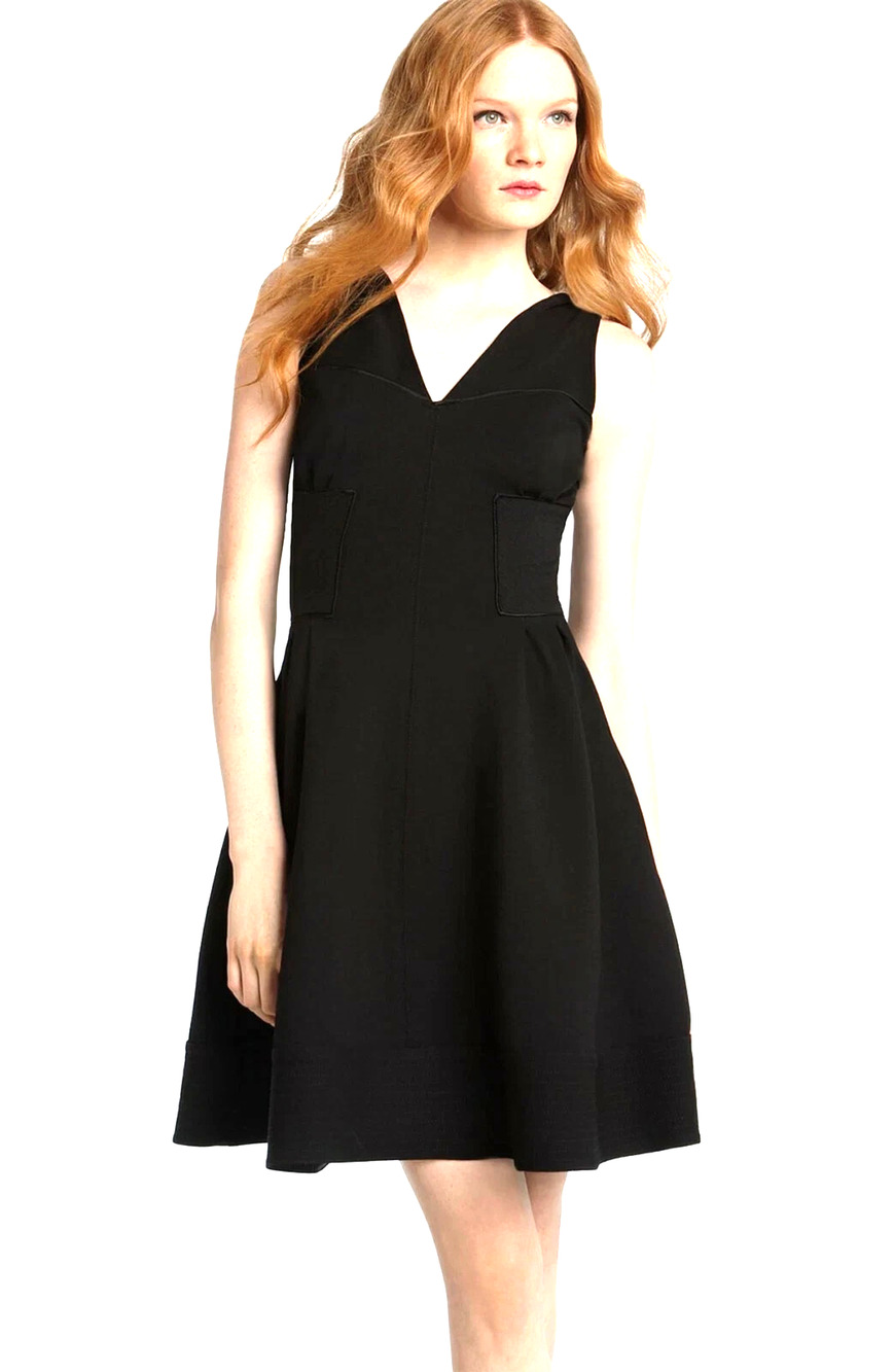 Diane von Furstenberg Shirley Ponte Knit Dress Black mini Skater sz 4 LBD flare
